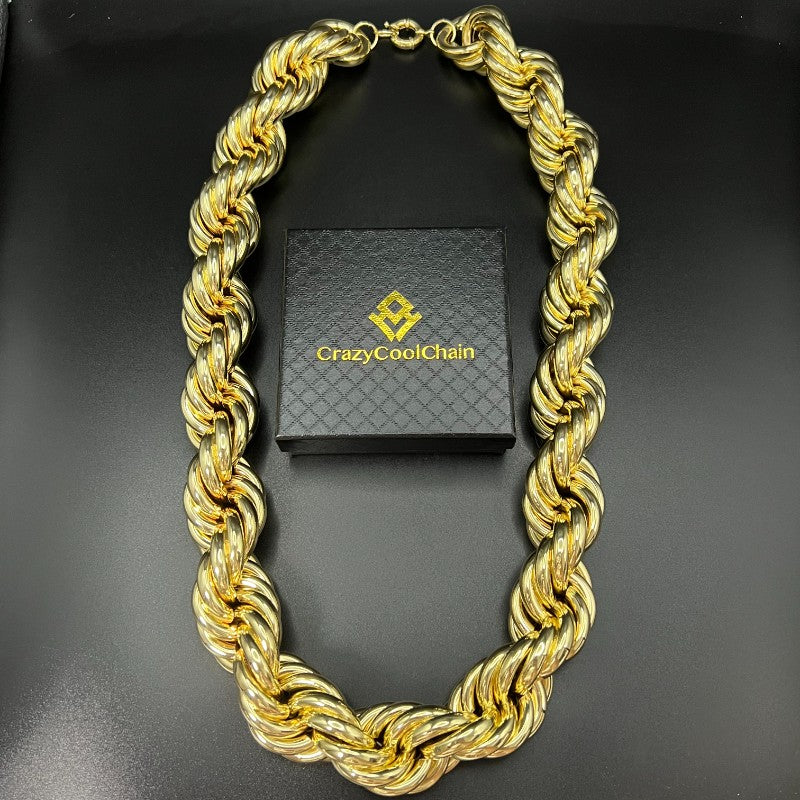 30mm 18K Gold Finish Rope Chain – Crazycoolchain