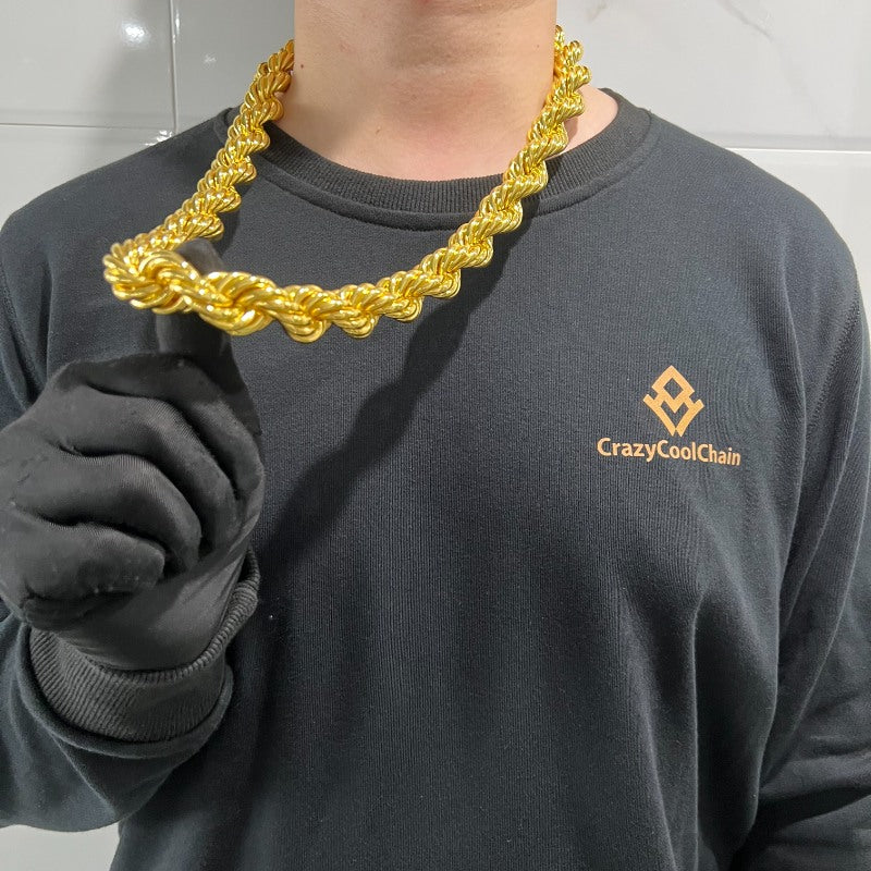 20mm 18K Gold Finish Rope Chain – Crazycoolchain