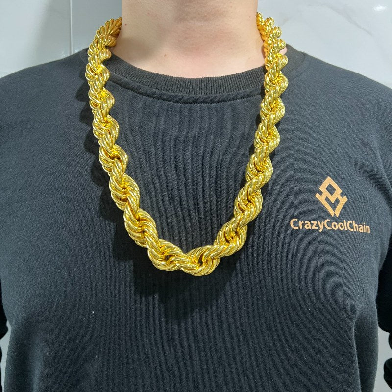 20mm 18K Gold Finish Rope Chain – Crazycoolchain