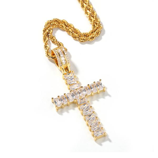 Simple Big Rock Iced Classic Cross Pendant – Crazycoolchain